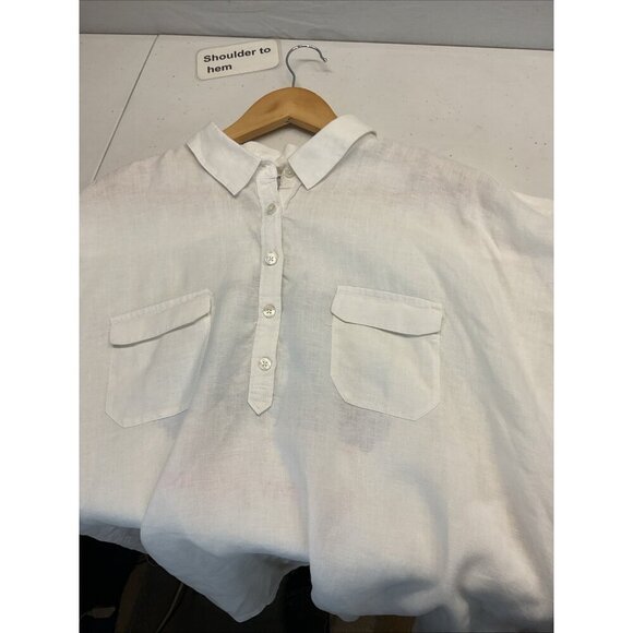 Tommy Bahama Womens White Short-Sleeve‎ Linen Boxy popover oversized Size XL - Picture 4 of 12